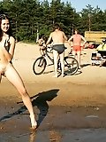 This teen nudist has dance fever at the nude beach